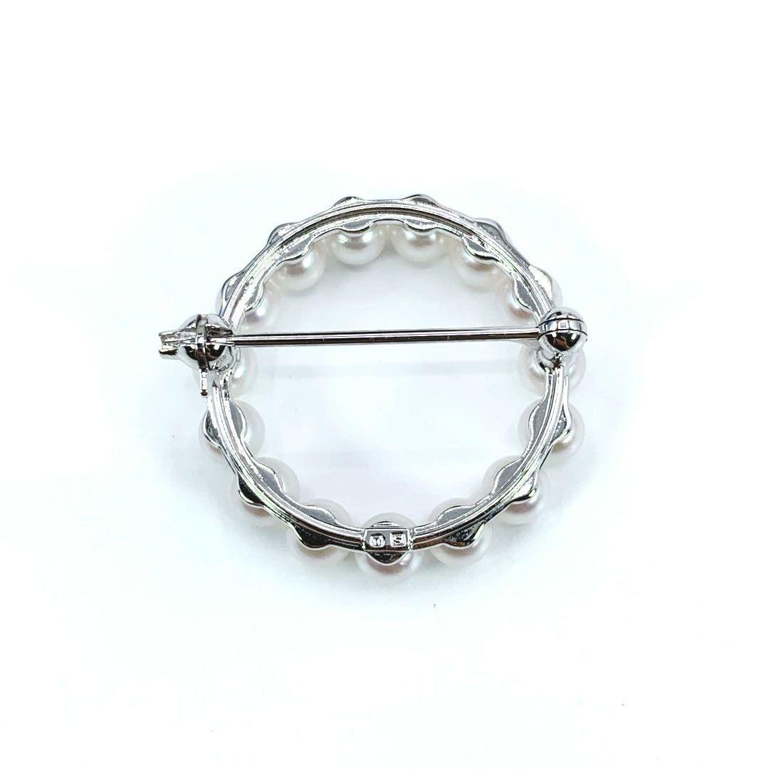 未使用級　MIKIMOTO　ミキモト　サークル　ブローチ　パール　4.3mm